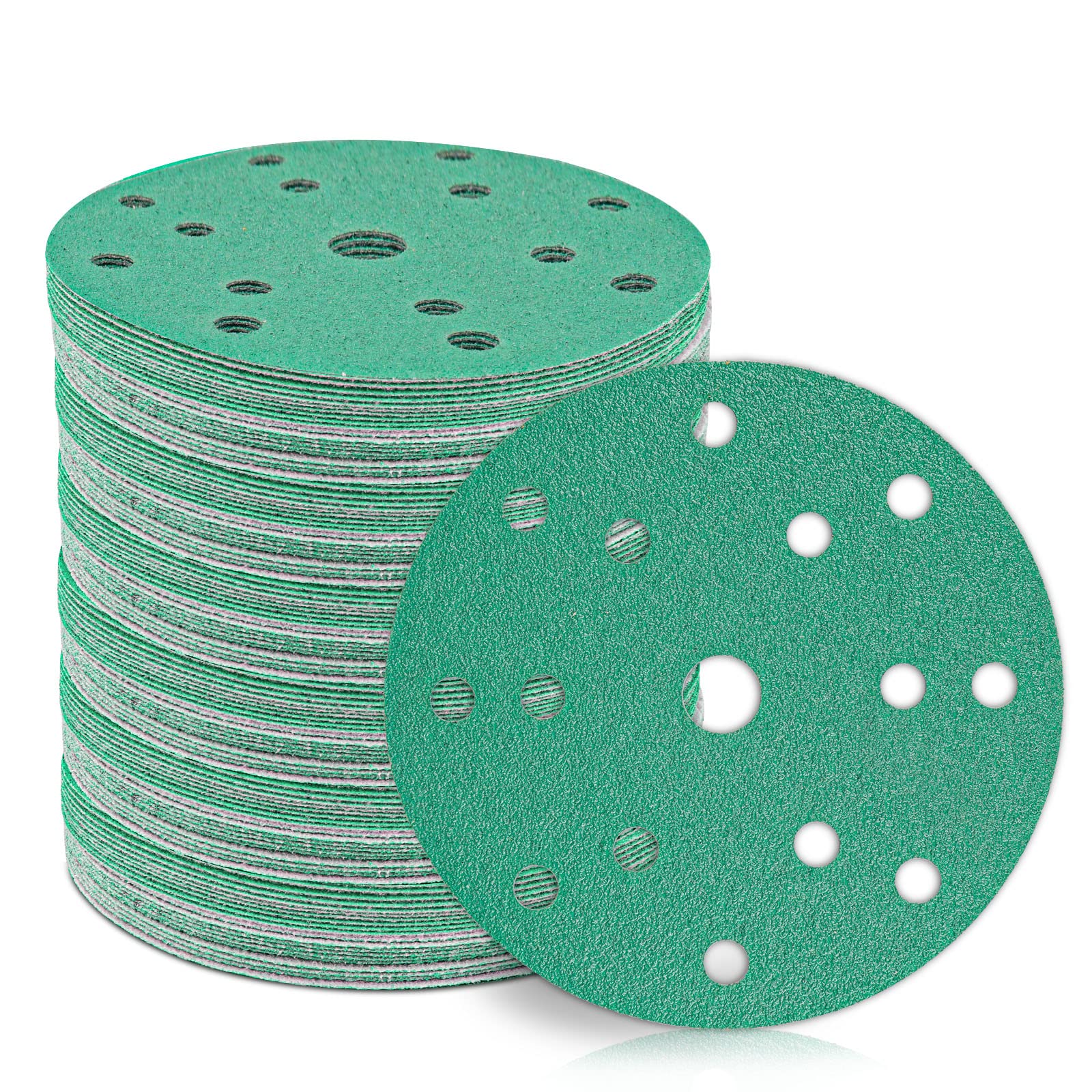 STEBRUAM 50pcs 150mm Sanding Discs,Heavy Duty Hook and Loop Discs 15 Hole Sander for Random Orbital Sander Pads All Oscillating Tools — image 1