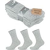 GoWith 3 Pairs Men's Thick Merino Wool Socks, Warm Cozy Winter Crew Thermal Fuzzy Socks