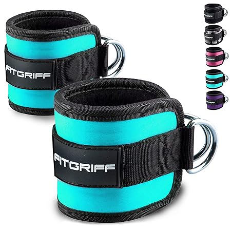 Fitgriff Fußschlaufen (gepolstert) (2Stück) - für Fitness Training am Kabelzug - Ankle Straps für Frauen und Männer - 2 Jahre