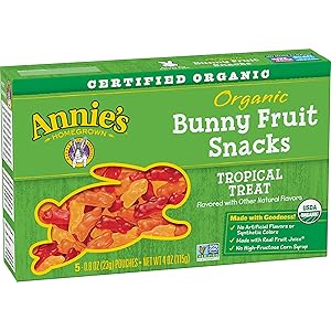 Annie's Gluten Free Organic Bunny Fruit Snacks, Tropical Treat, 5 ct