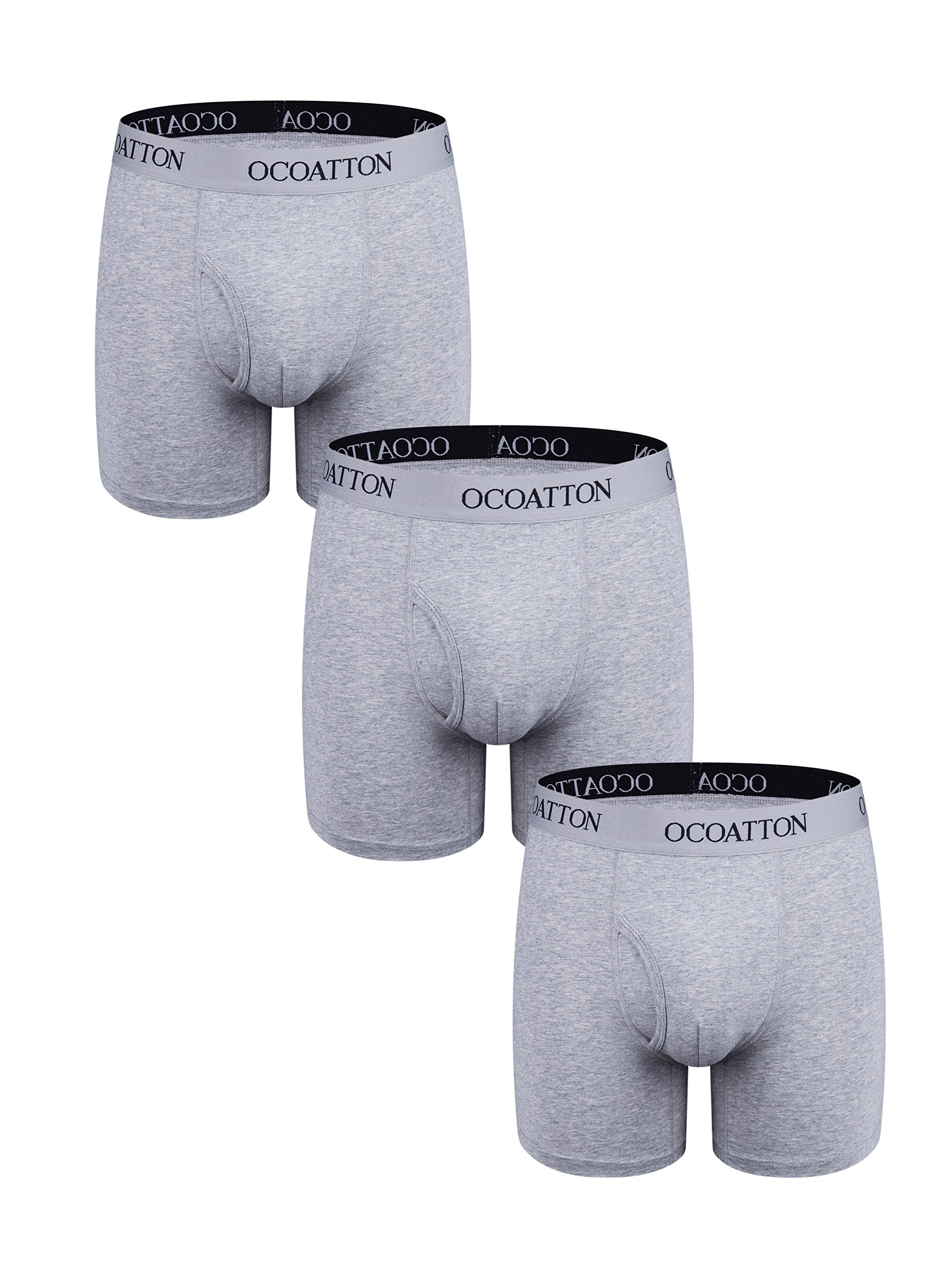 Ocoatton Men\'s Underwear Briefs 3-Pack Breathable Cotton Boxer Briefs With Front Fly (S / 28-30, 3Gray)