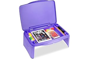 MAVO CRAFT MAVOCRAFT Folding Lap Desk with Storage – Laptop Desk, Bed Table, Serving Tray with Dividers – Easy to Fold, Great for Kids and Adults (Purple)