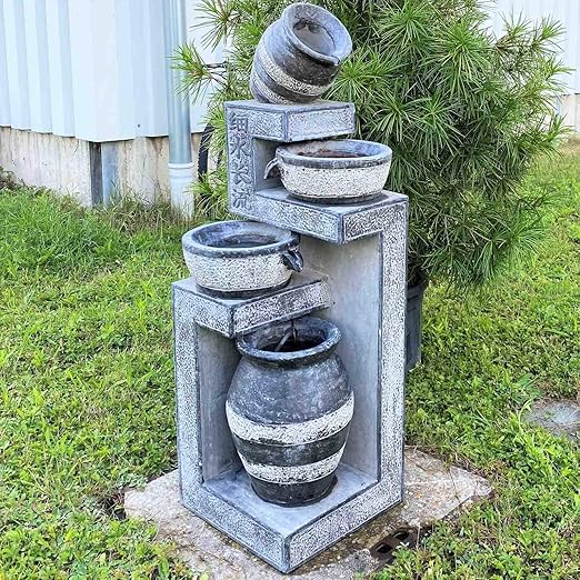 Asien Lifestyle Garten Kaskaden Brunnen 125cm Topfe Etagen Wandbrunnen Naturstein Amazon De Garten