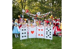 BRALEO Alice Party Decorations Wonderland Party Decor,Queen of Hearts Accessories 4pcs Queen's Soldiers Yard Signs with Stakes AliceThemed Party Decor Large Lawn Garden Sign Indoor Outdoor