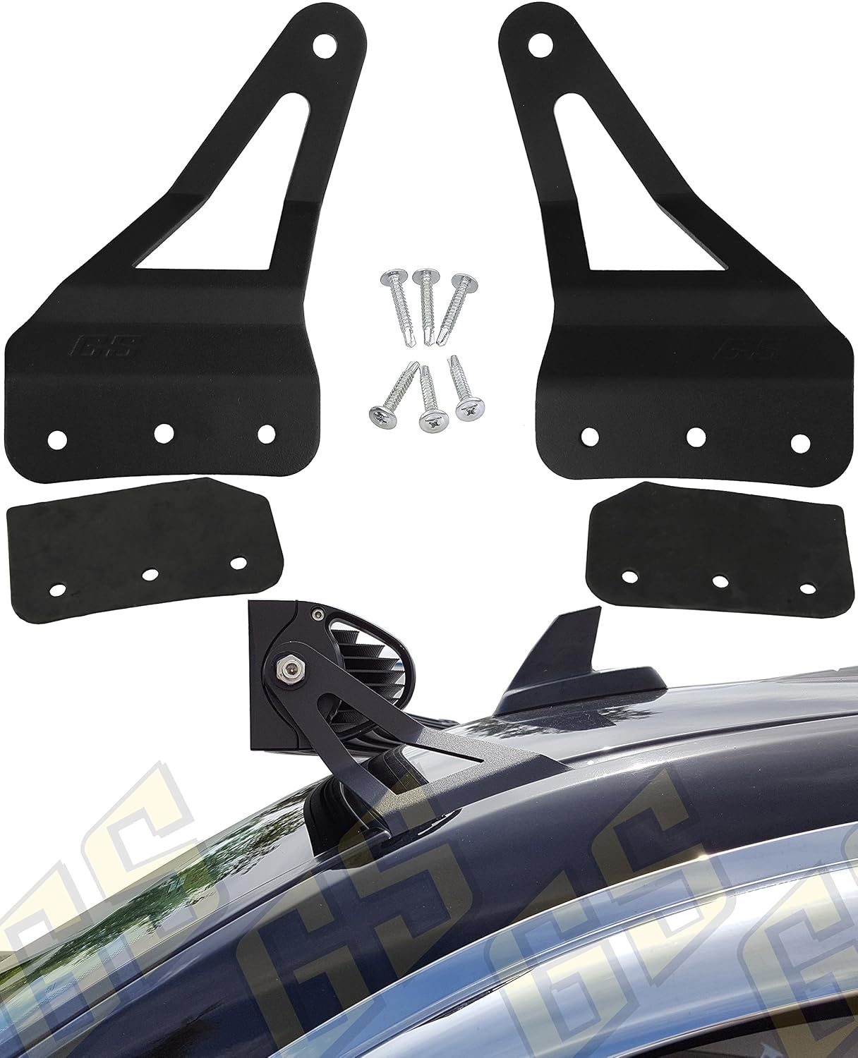 GS Power 2007-2013 Chevy & GMC Curved (choices of 50” / 52” / 54”) LED Light Bar Brackets. Mount off road work lights at roof windshield. Fit Chevrolet Silverado Suburban Avalanche Tahoe Yukon Sierra