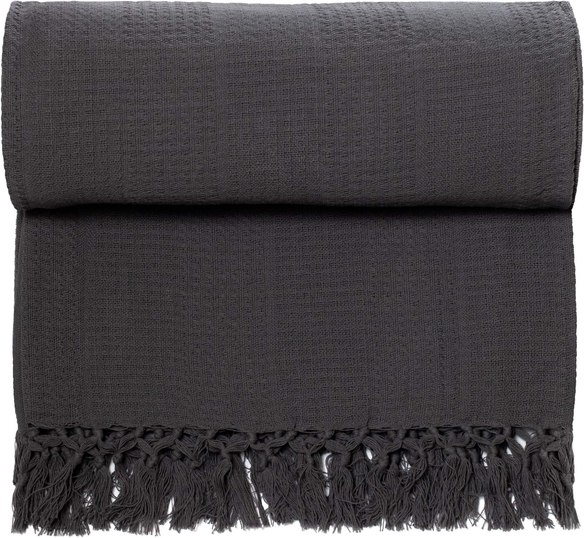 Whisper Organics Organic Cotton Throw Blanket by G.O.T.S. Certified (Dark Grey, 152x203cm)