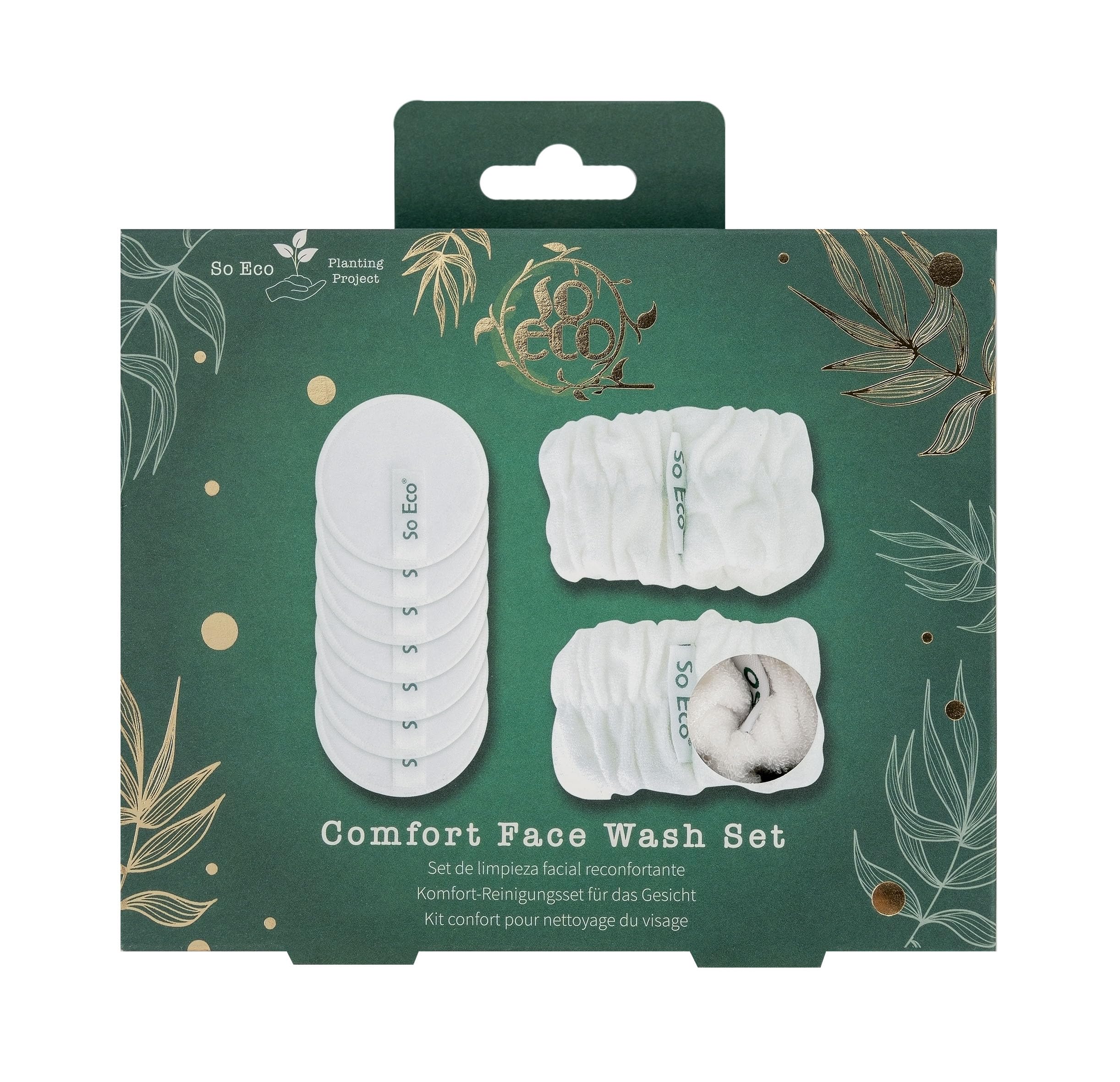 So Eco Comfort Face Wash Set – Reusable Ultra-Soft Microfibre Cleansing Pads & Wrist Wash Bands, Eco-Friendly, Vegan & Cruelty-Free Skincare Accessories for Daily Face Cleansing & Makeup Removal