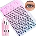 Wispy Lash Extension Kit Natural Eyelash Extension Kit C Curl Lash Clusters Kit Individual Lashes Clusters Short Eyelash Clusters 280pcs Cluster Lashes Kit with Bond and Seal and Tweezers TNFVLONEINS
