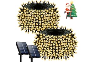 Selarlyt 2 Pack 200LED Solar Christmas Lights Outdoor, 72FT Solar String Lights with 8 Lighting Modes, IP65 Waterproof Solar Lights Outdoor for Xmas Garden Party Tree Decor, Warm White