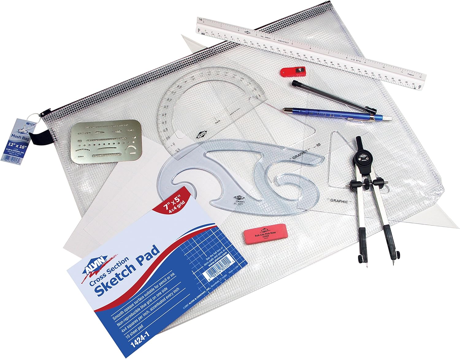Alvin, BRK-1A, BRK Technical Grade Drafting Blueprint Kit - 13 Piece Set: Electronics