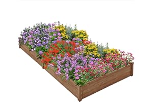Yaheetech 8×4ft Wooden Horticulture Raised Garden Bed Divisible Elevated Planting Planter Box for Flowers/Vegetables/Herbs in