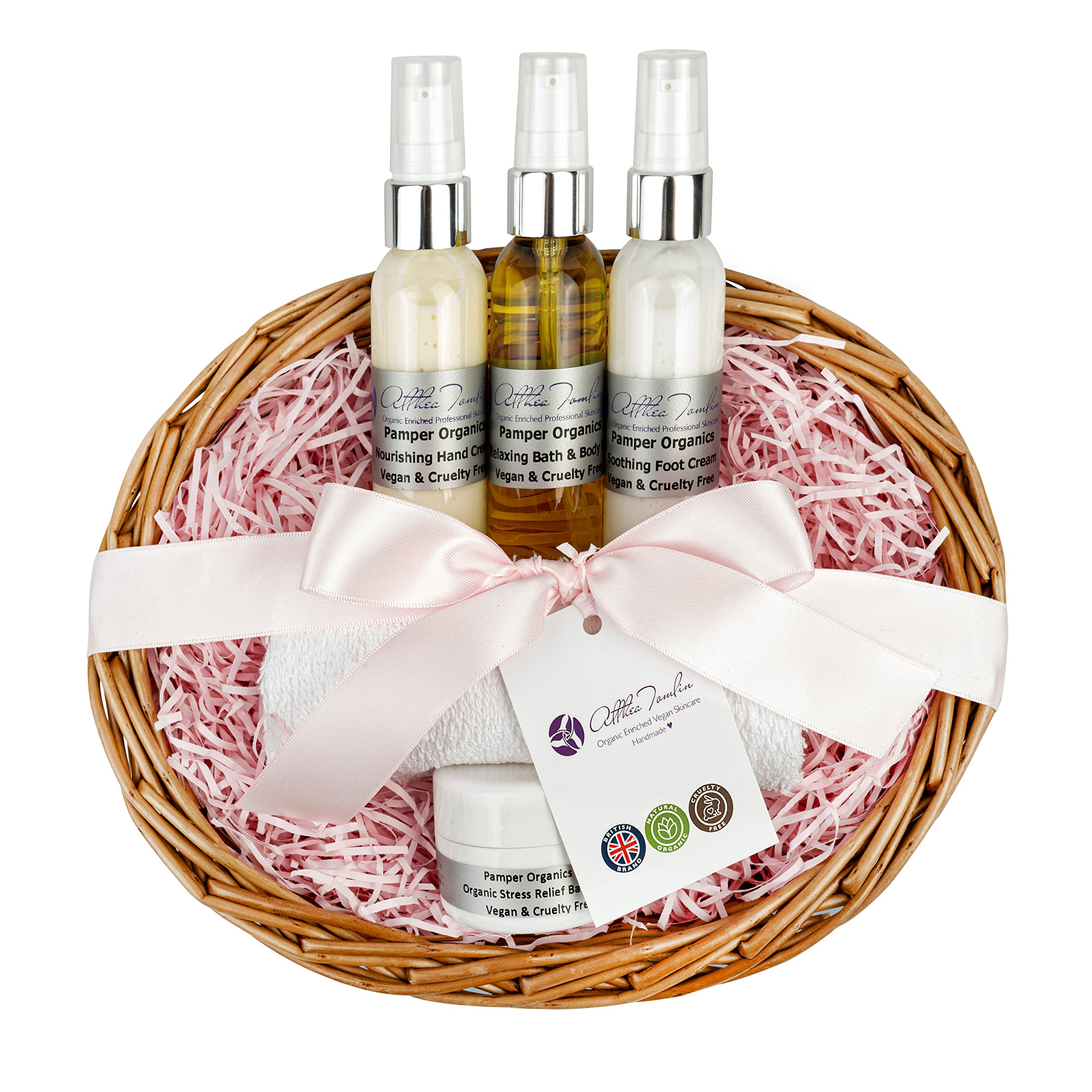 Mums birthday Pamper Kit Women, Vegan pamper gift basket women, relaxation gift set, massage oil, stress balm, hand cream, foot cream, paraben, animal free pamper set gift basket