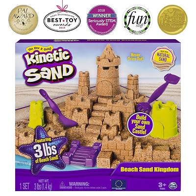 Kinetic Sand Beach Sand Kingdom Playset with 3lbs of Beach Sand, for Ages 3 and Up