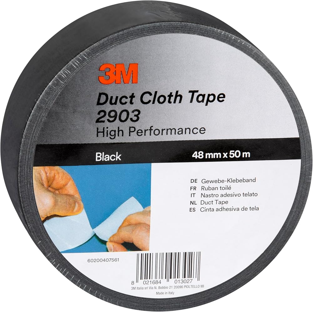3M General Purpose Duct Tape 2903 48 mm x 50 m Black Highly Conformable