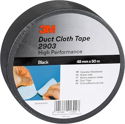 3M General Purpose Duct Tape 2903 48 mm x 50 m Black Highly Conformable