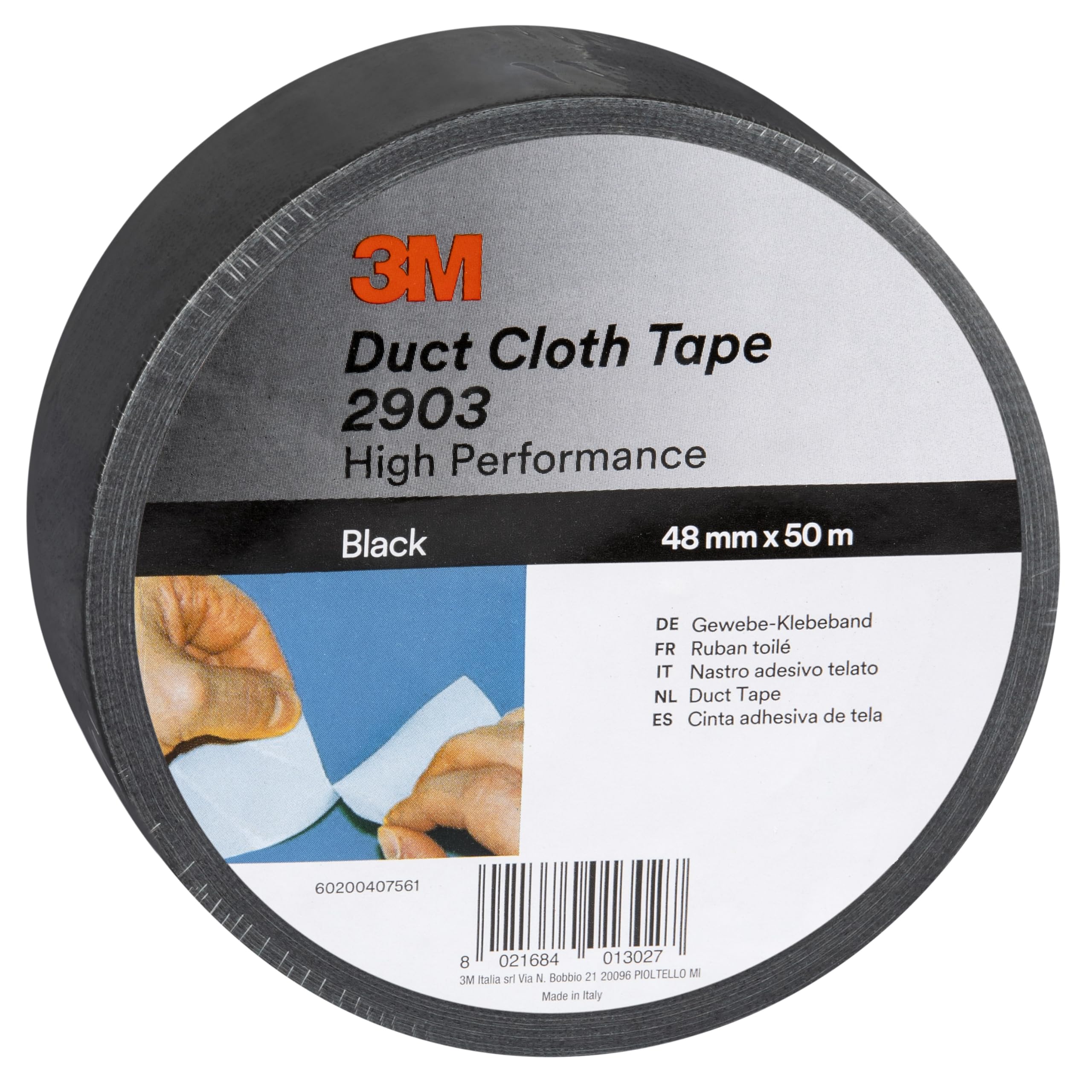 3M General Purpose Duct Tape 2903, Highly Conformable, Strong Gaffa tape, 48 mm x 50 m, Black, 1 Roll