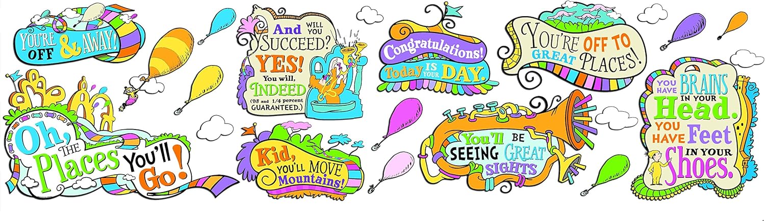 Eureka Dr. Seuss Oh the Place You'll Go Back to School Bulletin Board Set, 18'' x 0.1'' x 28'' , 27pc