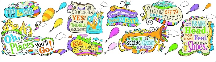 Eureka Dr. Seuss Oh the Place You'll Go Back to School Bulletin Board Set, 18'' x 0.1'' x 28'' , 27pc