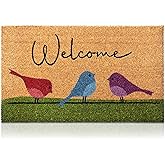 Colorful Birds - 17"x29" - Coir Door Mat with Heavy Duty Backing - Welcome Mats for Entryway, Porch - Anti-Slip PVC & Coconut