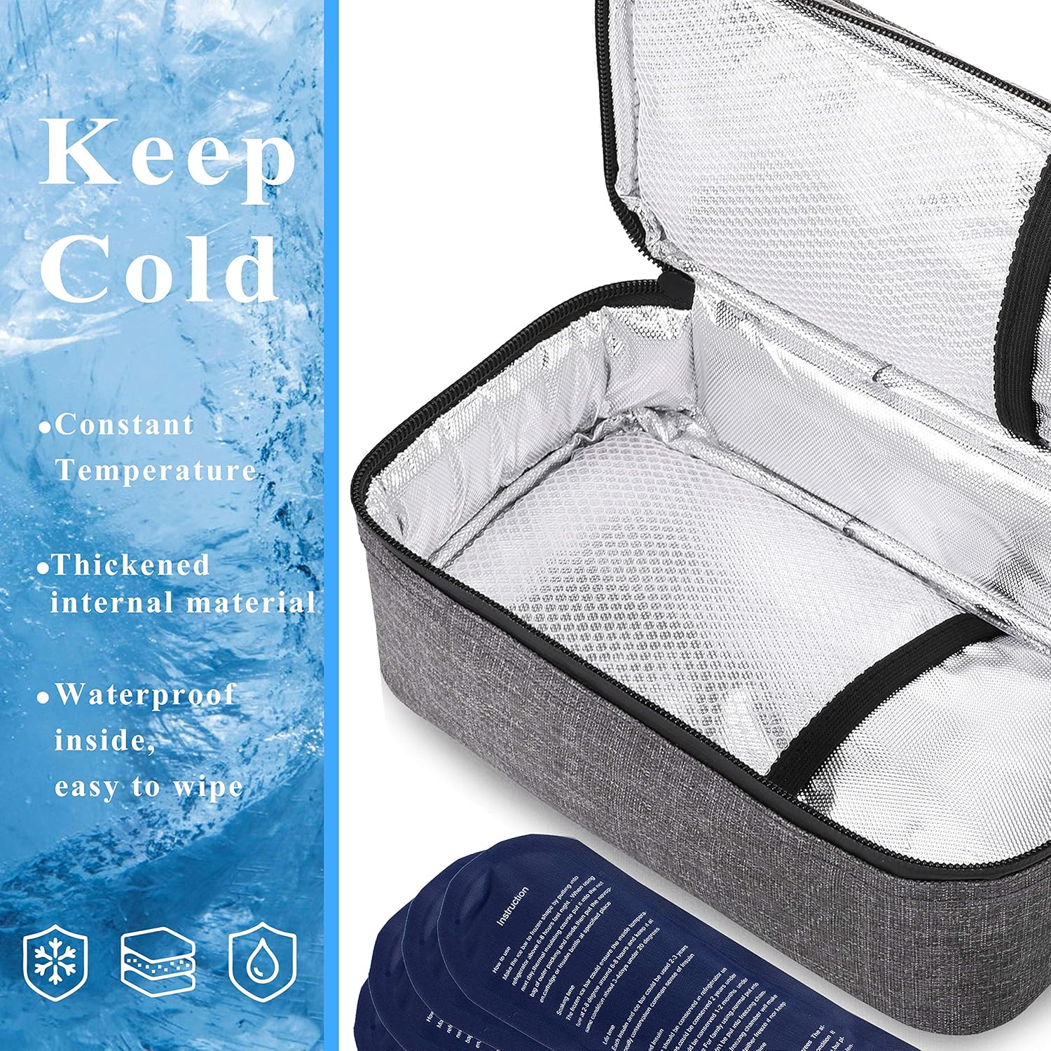 ALLCAMP Insulin Cooler Travel Bag for Diabetic Organize Medication with 4 Ice Packs (TPU): Health & Personal Care