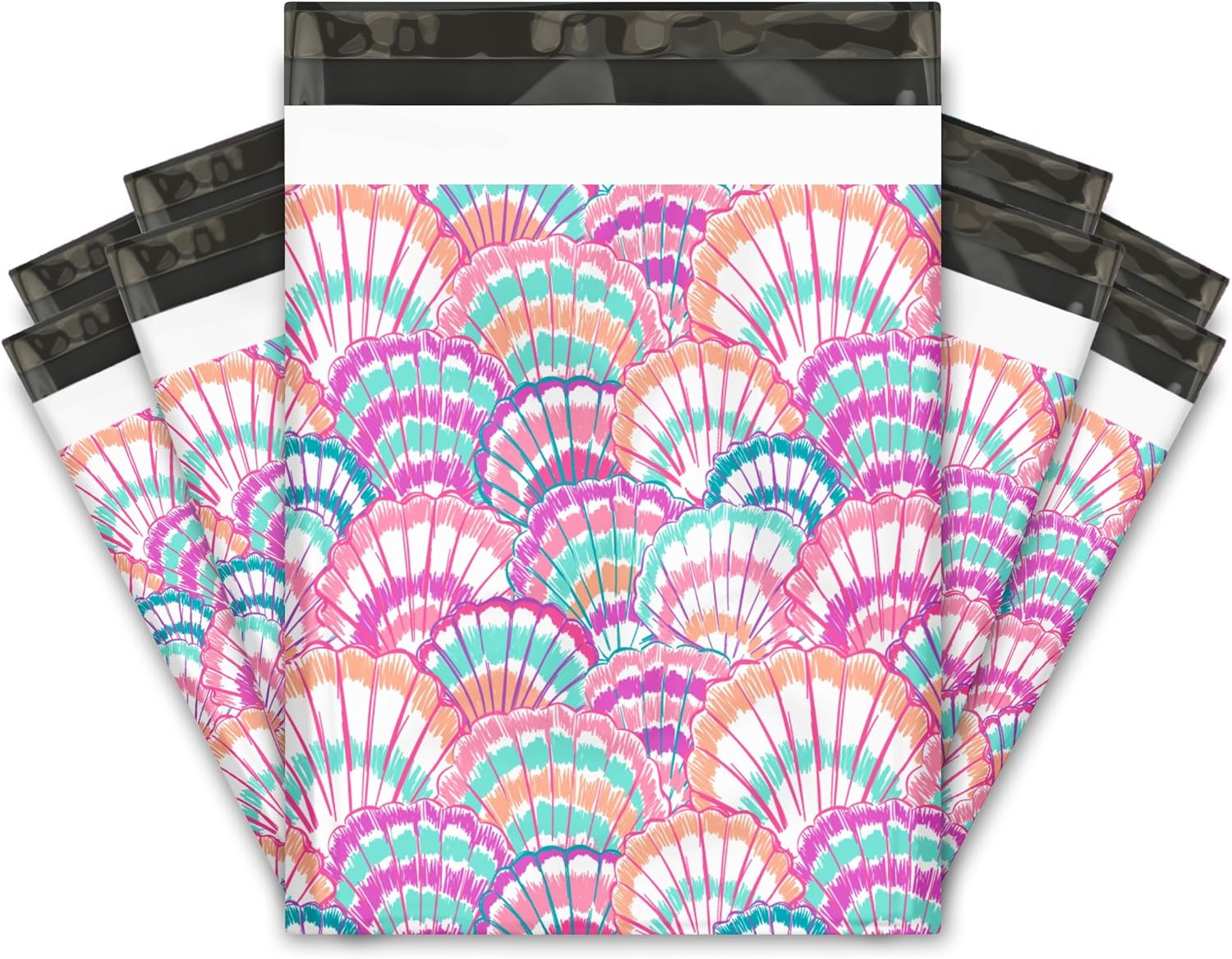 10x13 (100) Summer Seashell Designer Poly Mailers Shipping Envelopes Premium Printed Bags