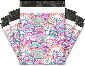 10x13 (100) Summer Seashell Designer Poly Mailers Shipping Envelopes Premium Printed Bags