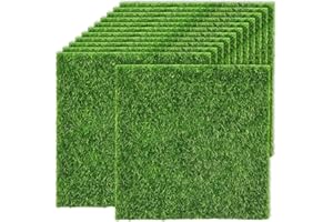 Jiavxlta 12PCS Artificial Grass Turf Lawn, 6"×6" Mini Fake Grass Mats, Fairy Artificial Grass, Artificial Grass Squares, for 