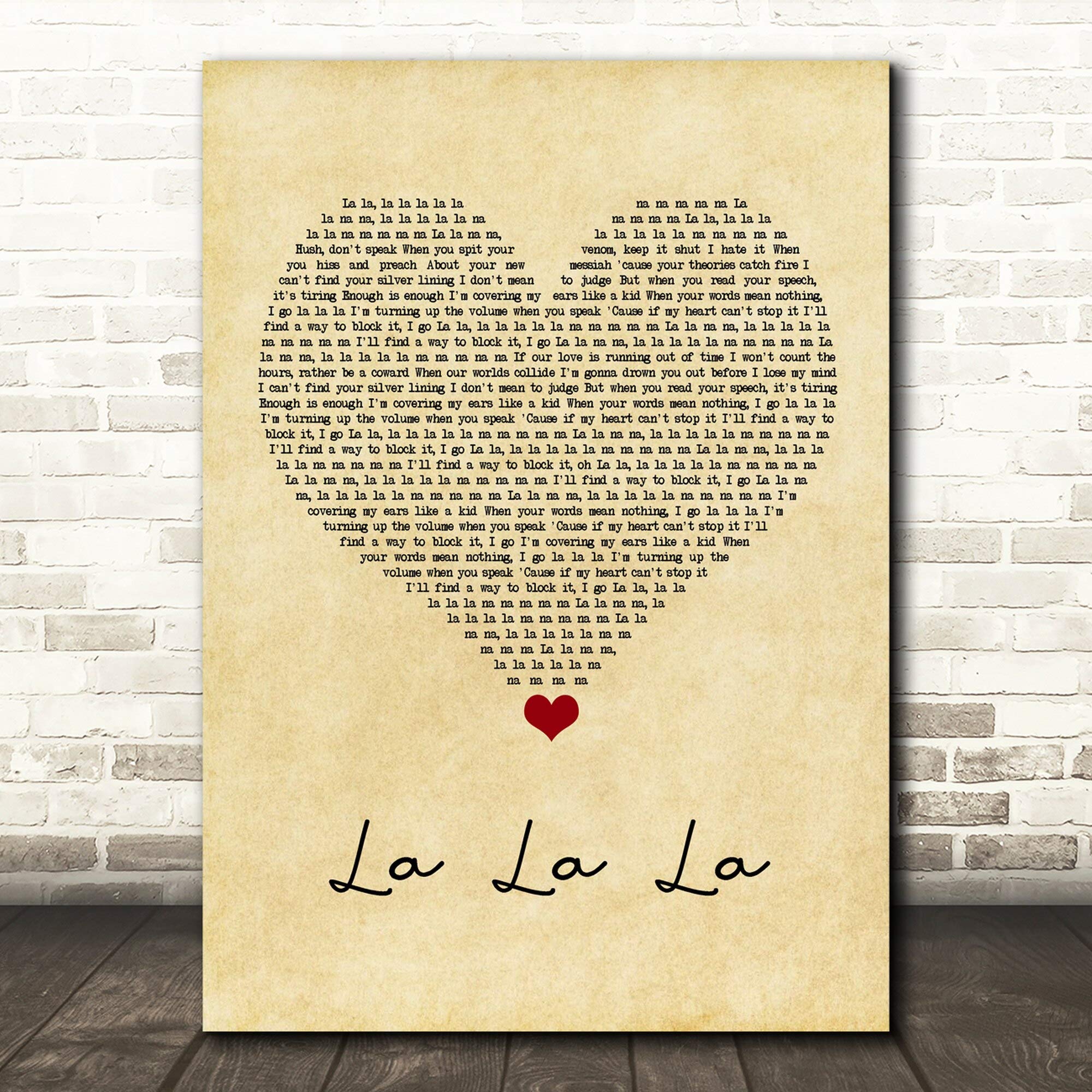 #Naughty #Boy #La La La Vintage Heart Song Lyric Poster Wall Art Home Decor Gifts for Lovers Paintin