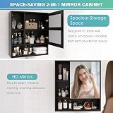 SMIBUY Bamboo Wall Mounted Bathroom Mirror Cabinet Black 16x55x61 cm view 8