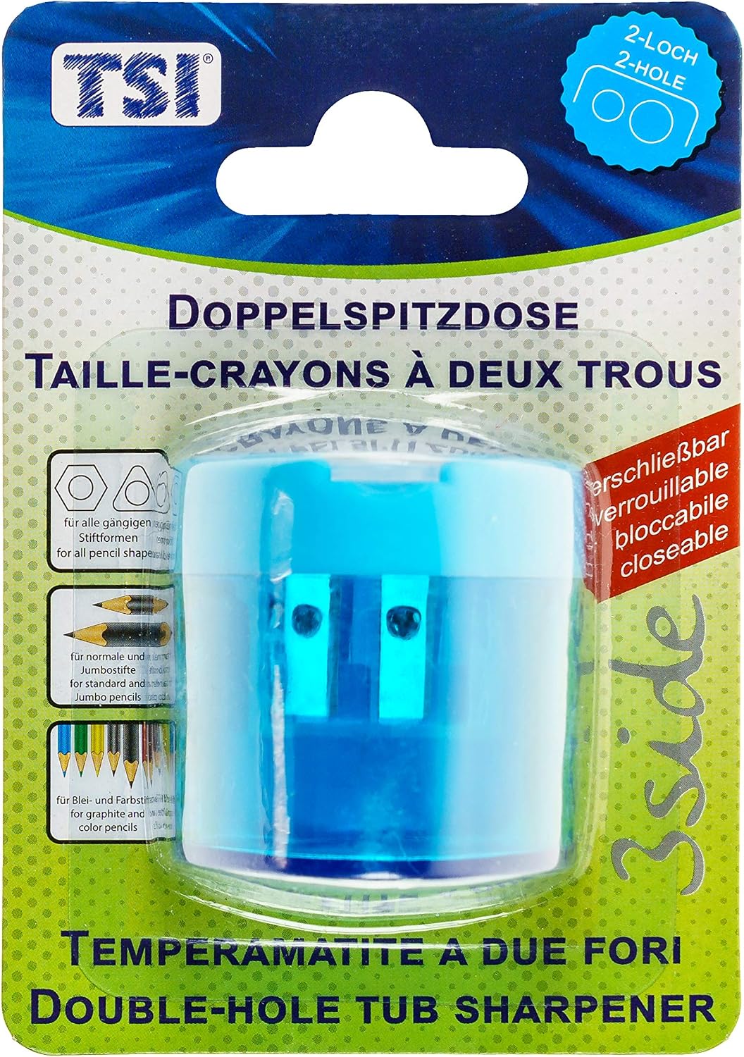 TSI 45328-7 Double Sharpener Box with Closure Triangular Blue - Image 3