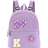 2 3 4 5 6 Year Old Girl Gifts Chenille Initial Mouse Bow Mini Backpack, Corduroy Toddler Backpacks Christmas Birthday Gifts for Girls 2-4 5-6, Purple Mini Diaper Bag Must Haves for Park Travel K