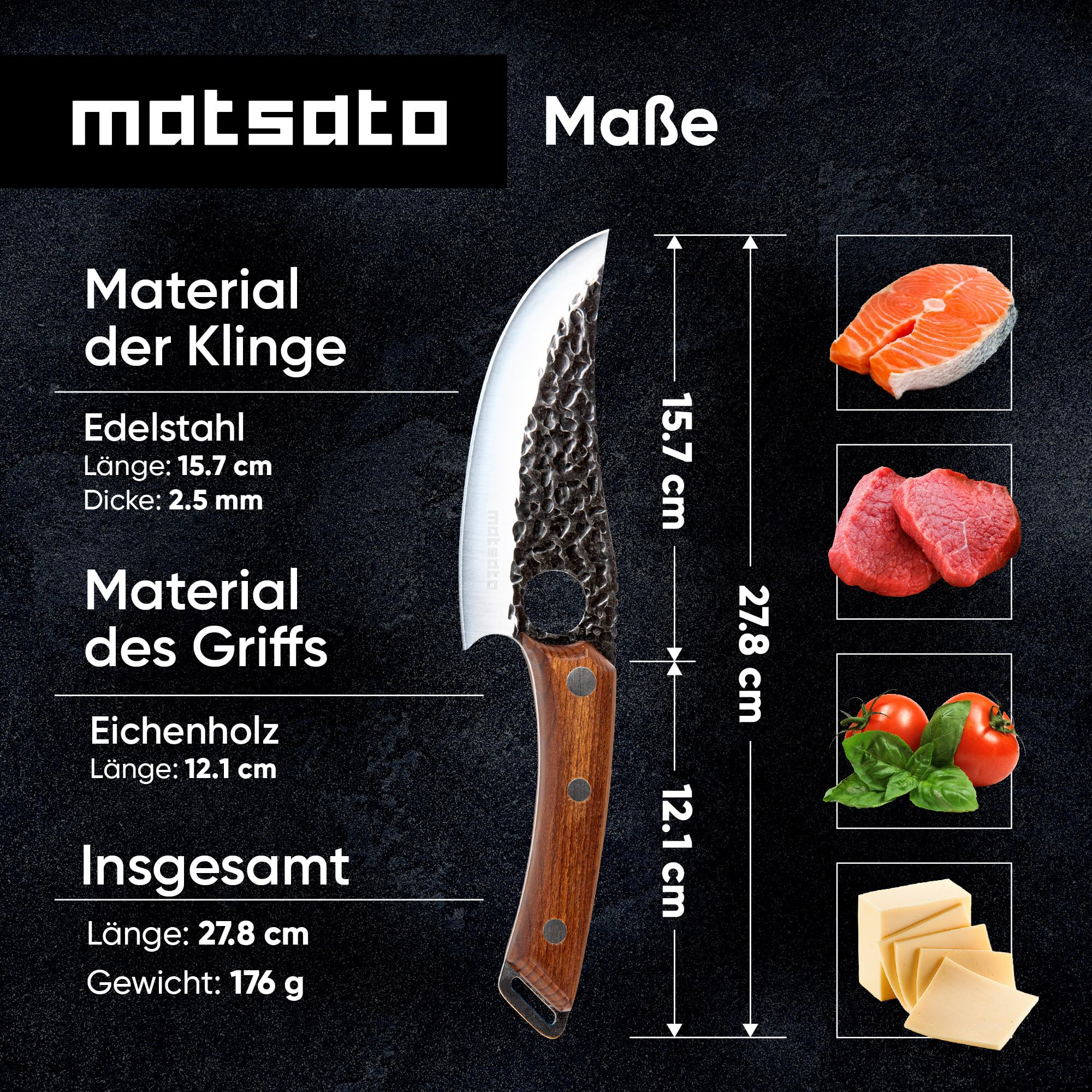 Matsato Küchenmesser Scharf, Klingenlänge 15 cm Profi, Original Kochmesser für Küche, Profi Messer aus Japanischem Stahl, Knife Perfekt zum Schneiden und Zerkleinern 3