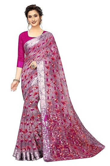 Women's Digital Linen Saree with Unstitched Blouse Piece (DiGiChampa)