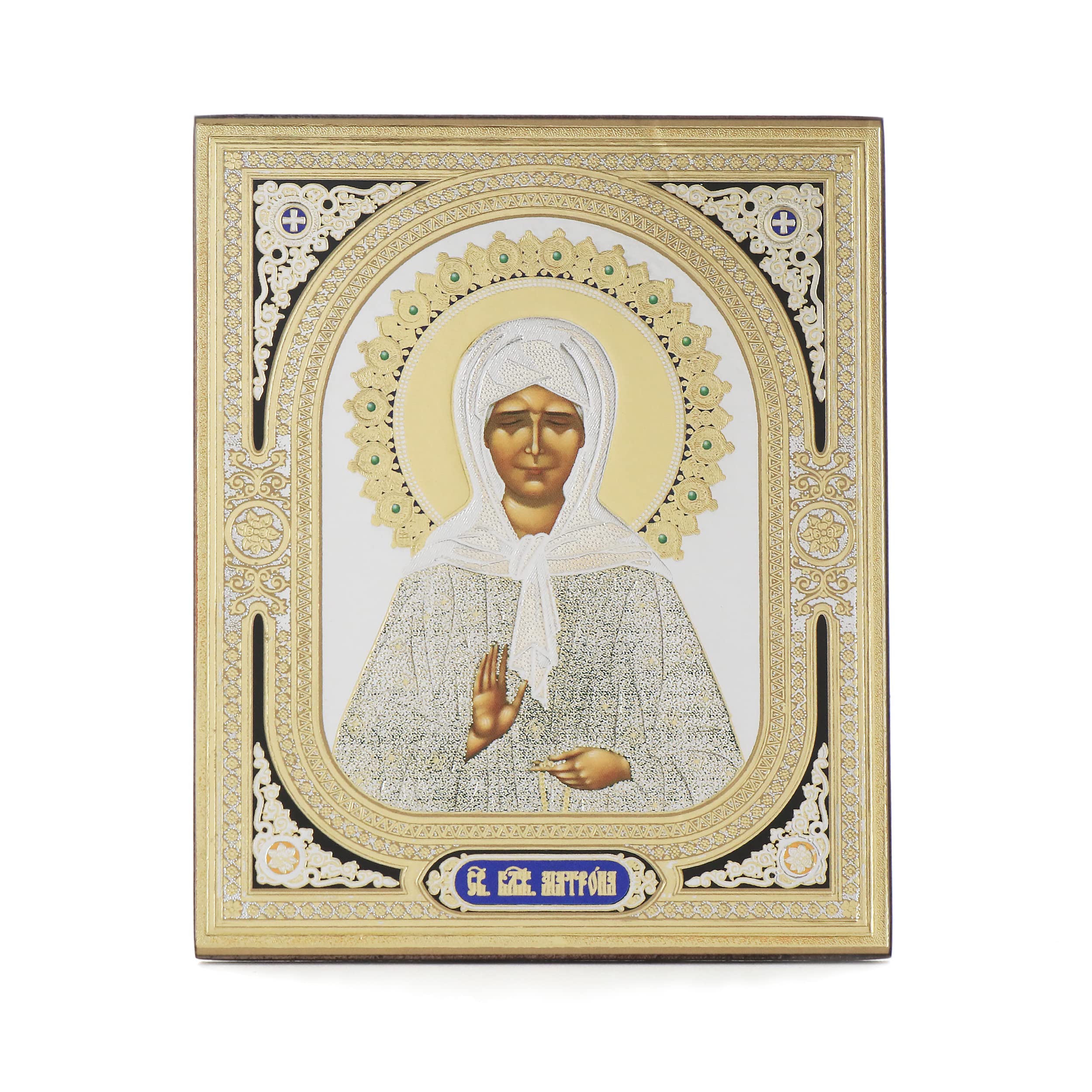 NKlaus Holy Matrona 11370 Wooden Icon, 10 x 12 cm, Christian Orthodox Wall Art Plaque for Place of Worship
