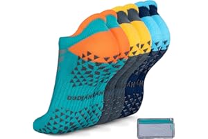 Hylaea Unisex Non Slip Socks with Grip for Yoga, Hospital, Pilates, Barre | Ankle, Cushioned