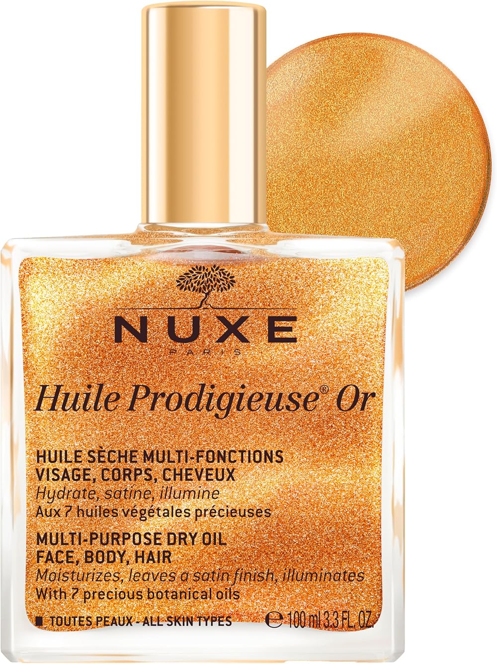 Nuxe Huile Prodigieuse Shimmering Dry Oil 100ml Face Body Hair Gold Glow Vegan