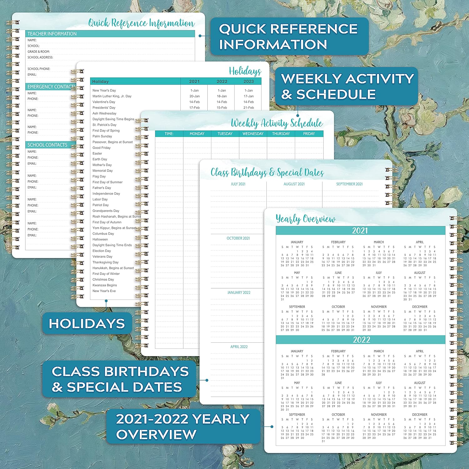 Teacher Planner 2021-2022 - Academic Lesson Planner from July 2021 - June 2022, 8'' x 10'', Lesson Plan Book, Weekly & Monthly Lesson Planner with Quotes : Office Products