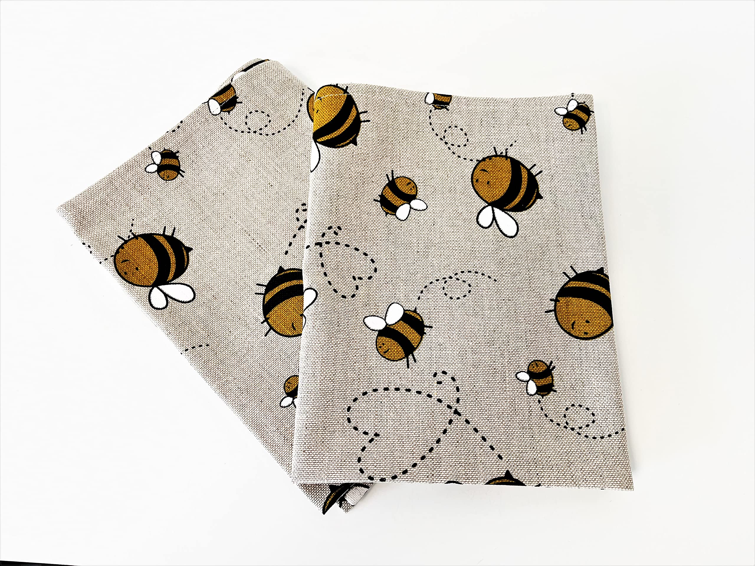 A Pair of Linen Cotton Tea Towels Kitchen Towels Busy Bees (pack of 2 towels)