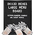 Black Large Letter Board 24x30 Inch, Big Felt Menu Board, Large Felt Letter Board, Large Menu Board, Felt Board Large Message Board, Large Black Letter Board Sign, Felt Menu Display Board with Letters
