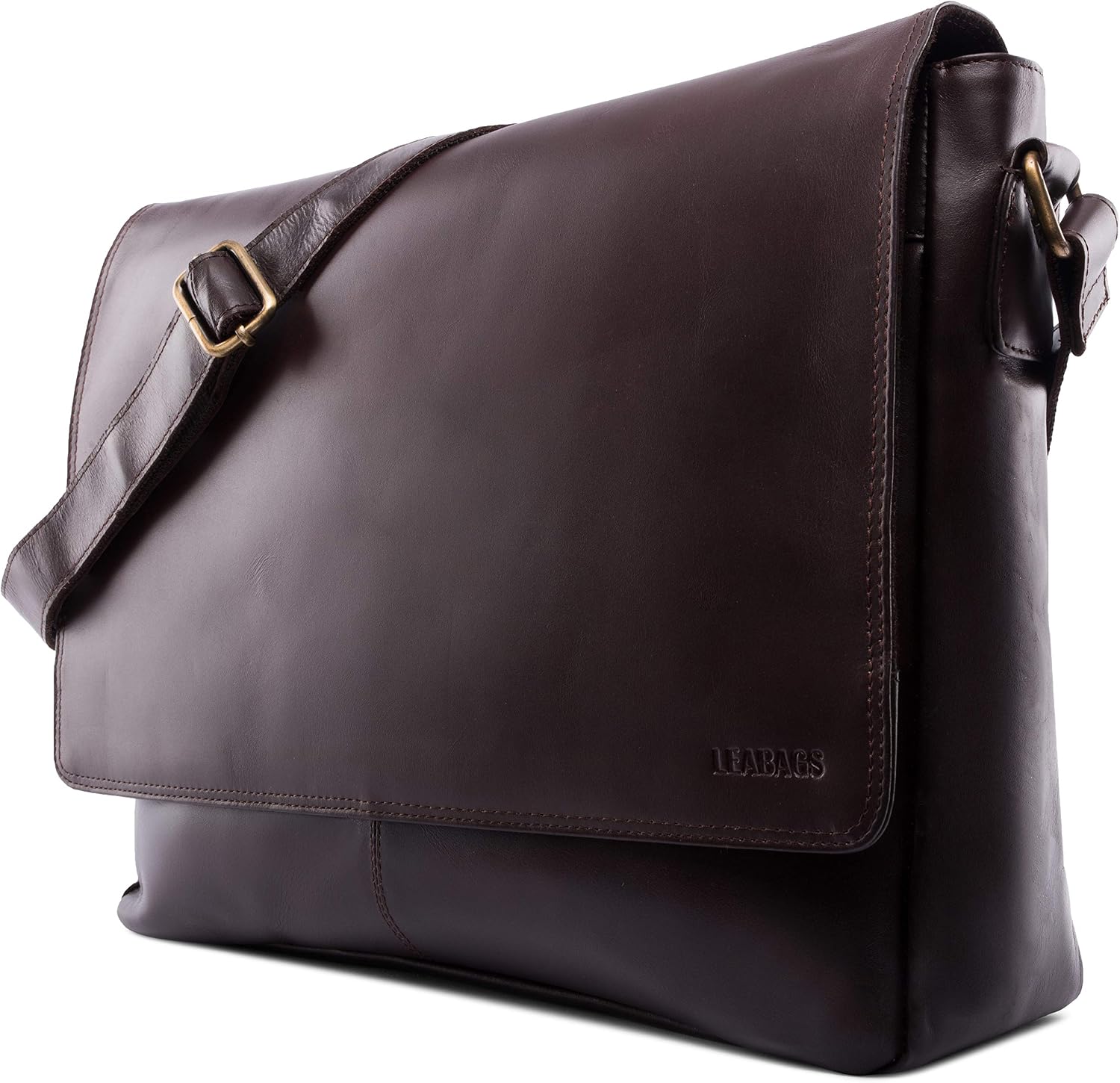LEABAGS Oxford shoulder bag made of genuine buffalo leather in vintage look I laptop bag up to 15 inch I messenger bag I leather bag I shoulder bag I briefcase I 38x10x31cm