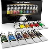 Acrylic Paint Set - Artist Quality Paints for Painting Canvas, Wood, Clay, Fabric, Nail Art, Ceramic & Crafts - 12 x 12ml Heavy Body Colors - Rich Pigments - Professional Supplies by MyArtscape