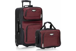 Travel Select Amsterdam Softside Expandable Rolling Luggage Set, 2-Piece Upright Suitcases with 2-Wheel Design, Lightweight Durable Polyester, Burgundy