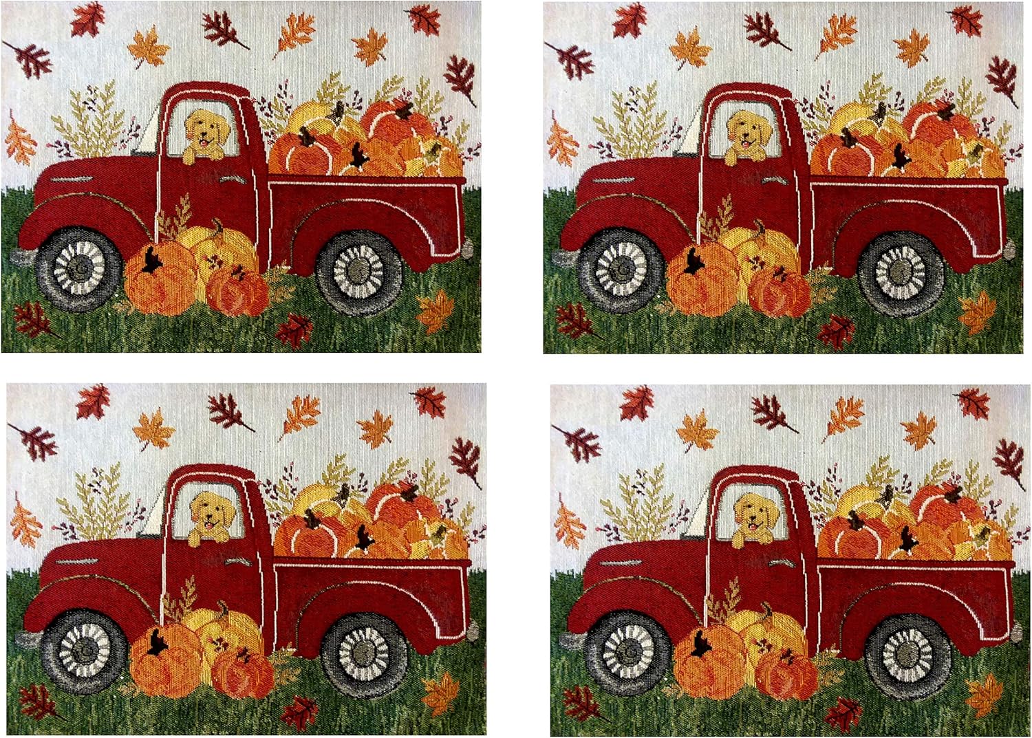 Windham Home Fabric Fall Table Placemats with Vintage Red