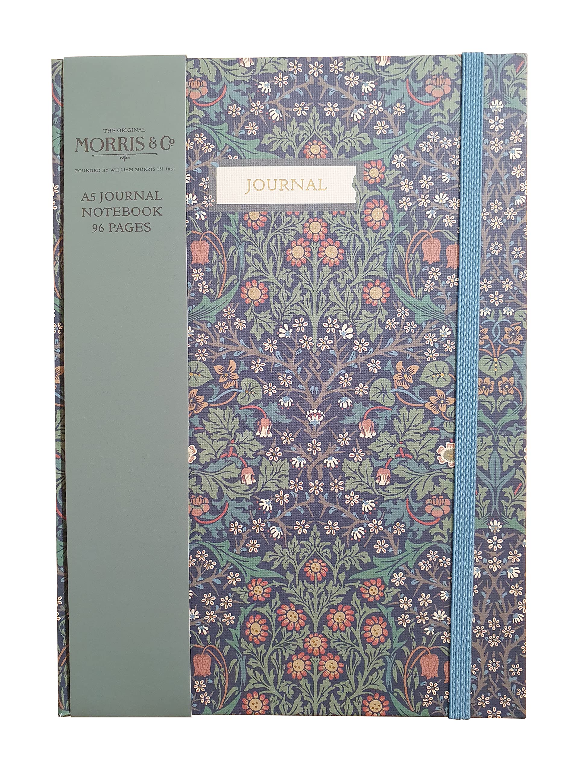 The Great British Card Company William Morris A5 Journal Ruled Pad with Page Marker and Elastic Closure