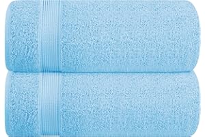 Belizzi Home Cotton 2 Pack Oversized Bath Sheet 35x70, Large Bath Sheet, Ultra Soft, Absorbent, Compact, Eco-Friendly, Recyclable, Quick Drying and Lightweight Towel - Sky Blue