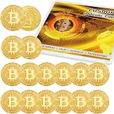 Cosbur 15Pcs Bitcoin Coin, Bitcoin Commemorative Coin, Blockchain Cryptocurrency, Collectible Coin with Protective Case, Gold Bitcoin Tokens, Home and Office Decoration (Gold)