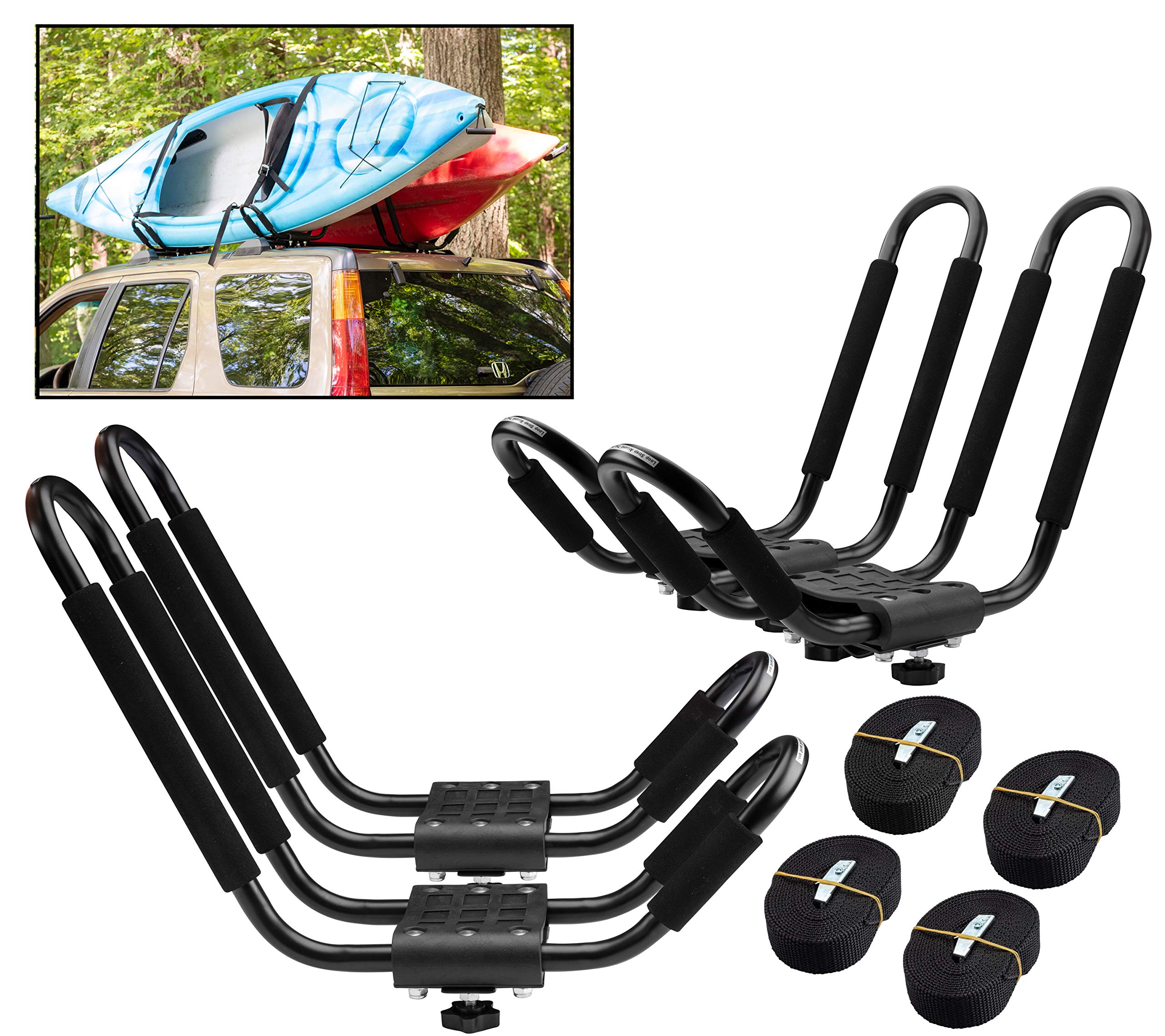 PaddleSports+ Kayak Roof Rack Sets for Cars and SUVs - Two Sets with ...