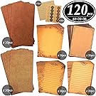 CenterZ Vintage Stationary Paper + Kraft Envelopes Set with Seal Stickers, 64pcs 4 Patterns 8.3 x 5.7 Writing Stationery Papers + 20pcs 2 Colors 7.9 x 4.7 Letter Envelope + 36pcs 2 Styles Rustic Seals