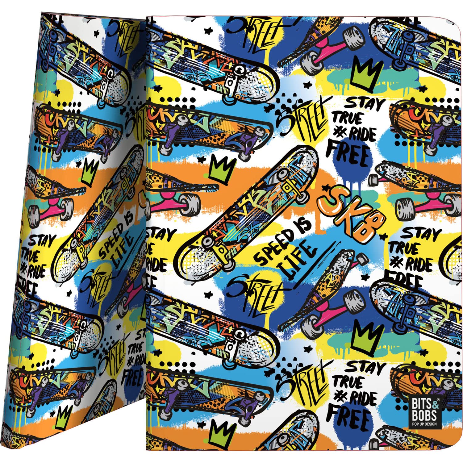 Grafoplás School Folder for Transparent Sleeves A4 Flexible Cover 30 Polypropylene Fillings Bits&Bobs Pop Up Design Street Collection Polybanas