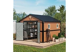 FLORISE 10x12 Ft Outdoor Storage Shed, Extra Large Metal Shed with Lockable Doors, 2 Windows, Outside Steel Tiny House Ideal for Garden, Backyard, Patio Utility, Tool Storage, Chicken Coops